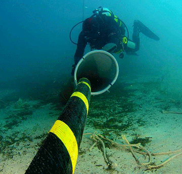 cable Damaged subsea internet cable undergoes repairs