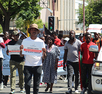 demonstration 1 Protestors demand nationalisation of land, banks