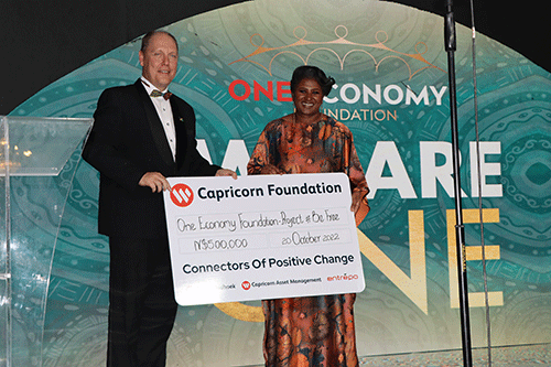 one Capricorn pledges N$500 000 to One Economy