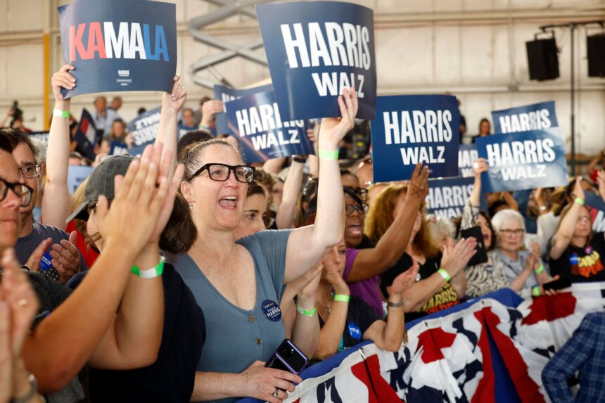 Kamala Harris and Tim Walz campaign rally. Harris neutralising Trump’s advantage