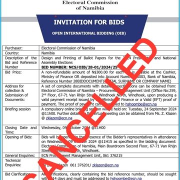 ecn ECN cancels public bid for ballot papers