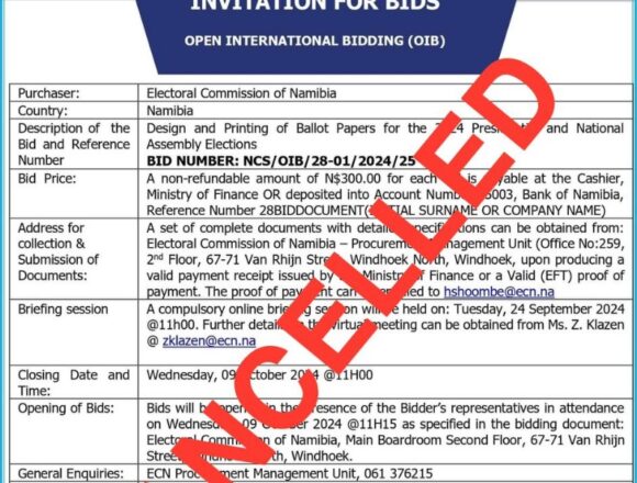 ecn ECN cancels public bid for ballot papers